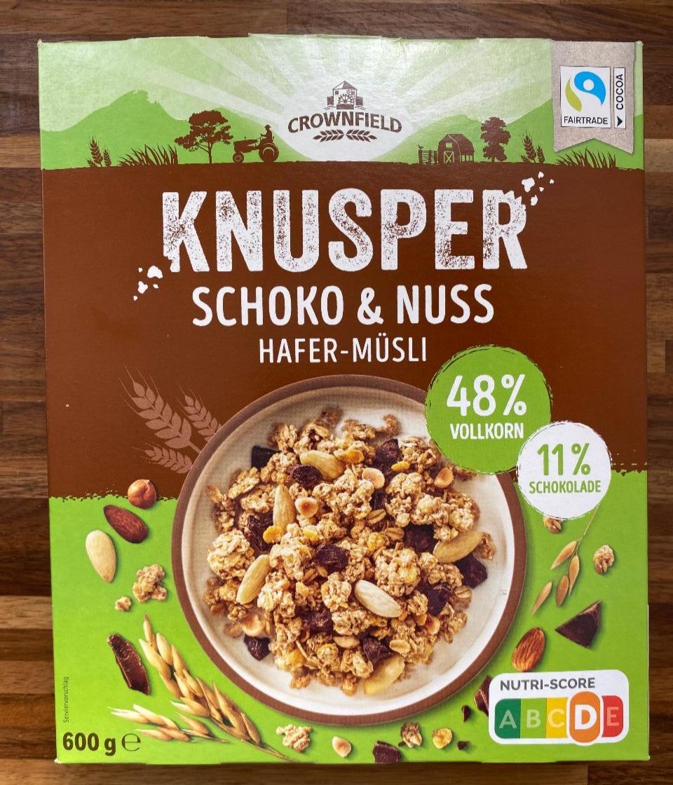 Knusper Schoko &amp; Nuss Hafer-Müsli Crownfield - kalorie, kJ a nutriční ...