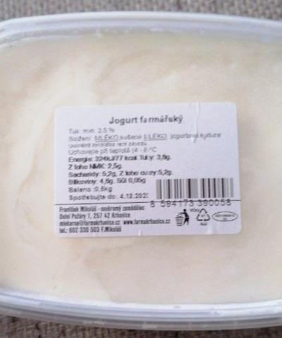 Fotografie - Jogurt farmářský bílý 3,5% Rodinná farma Mikoláš Krhanice