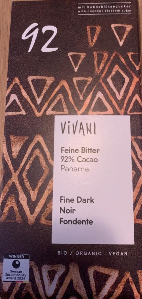 Fotografie - Feine Bitter 92% Cacao Vivani