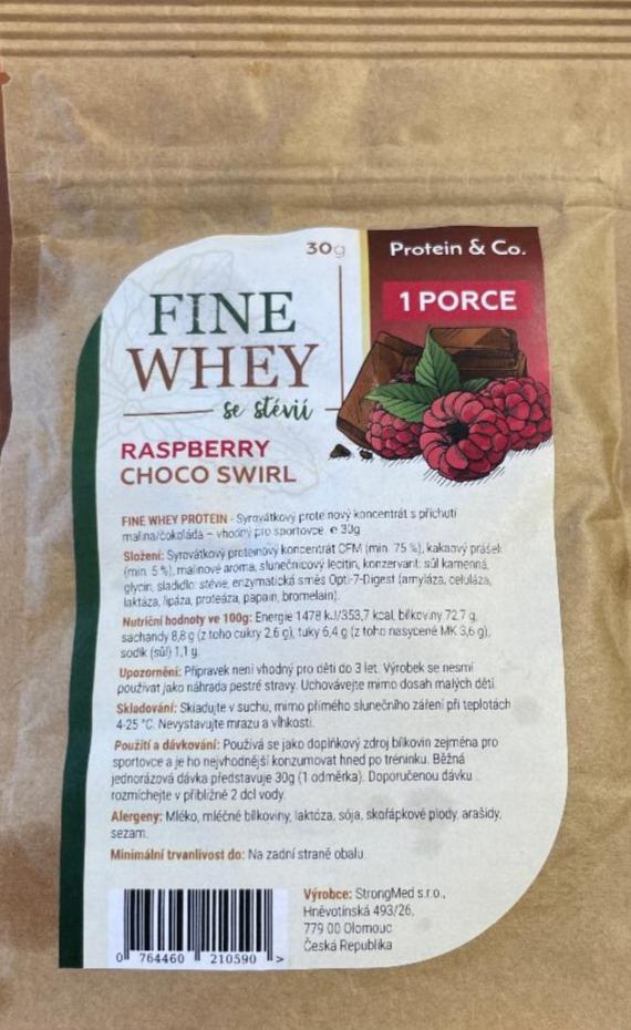 Fotografie - Fine Whey se stévií raspberry choco swirl Protein & Co.