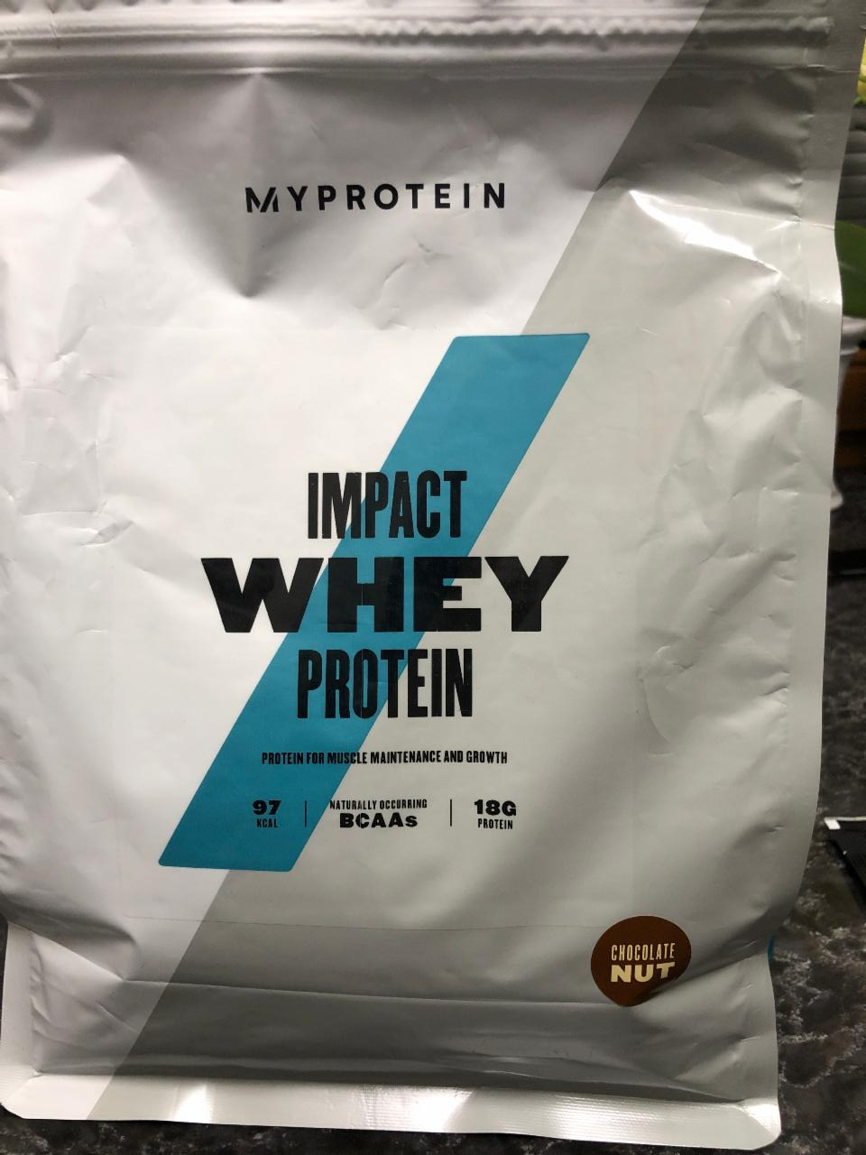 Fotografie - Impact whey protein chocolate nut flavour MyProtein