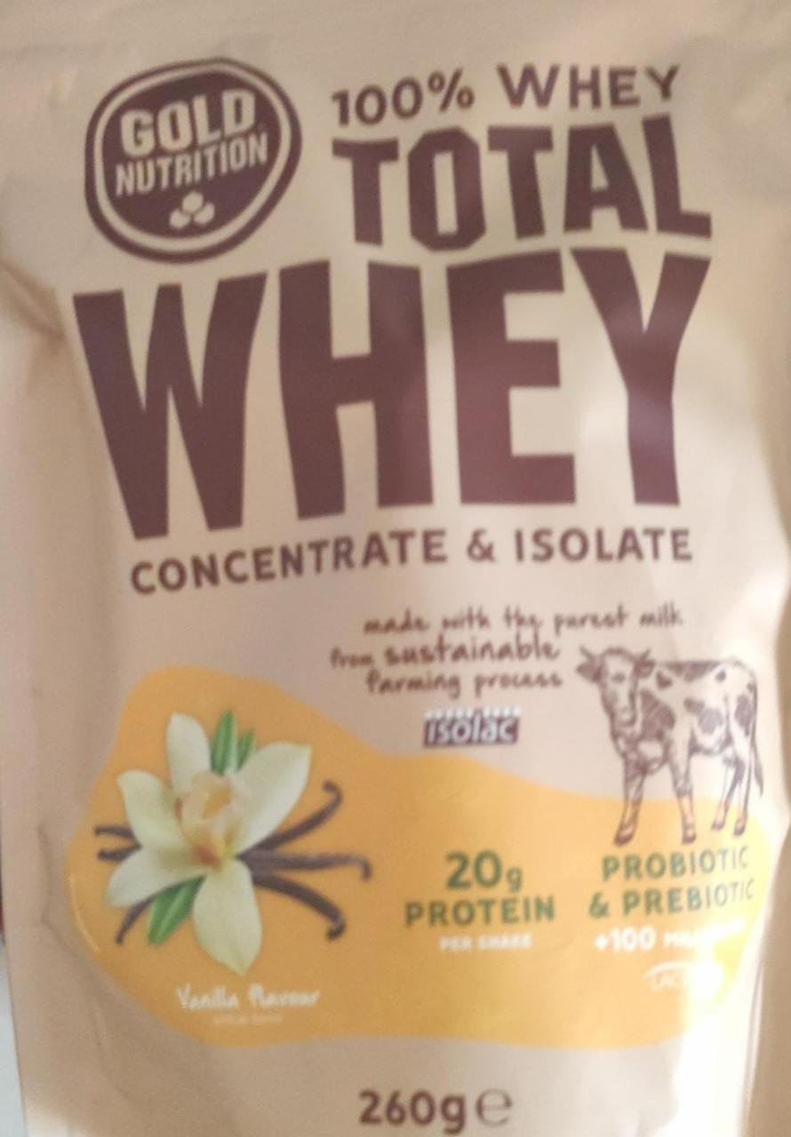 Fotografie - 100% Whey total whey concentrate & isolate Vanilla flavour Gold Nutrition