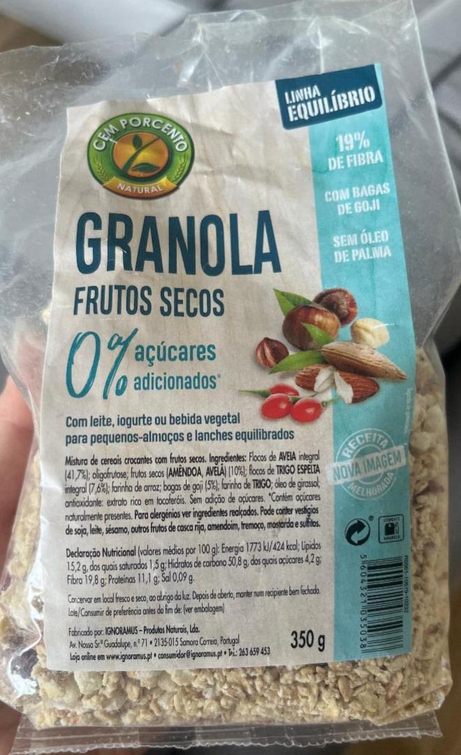 Fotografie - Granola Frutos Secos 0% açúcares Cem Porcento Natural
