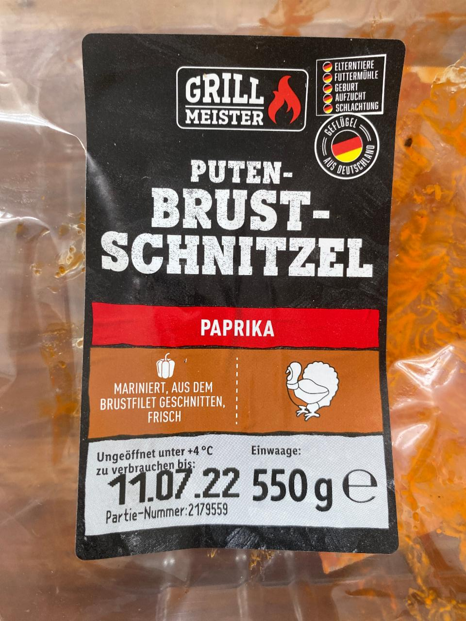 kalorie, kJ Brust Grill a Schnitzel - hodnoty Meister nutriční Paprika Puten