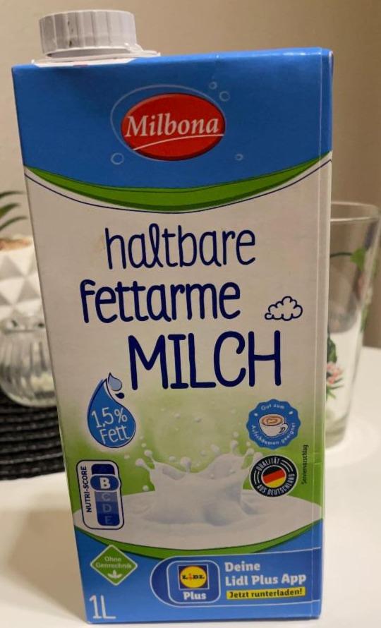Fotografie - Haltbare Fettarme Milch 1,5% Fett Milbona
