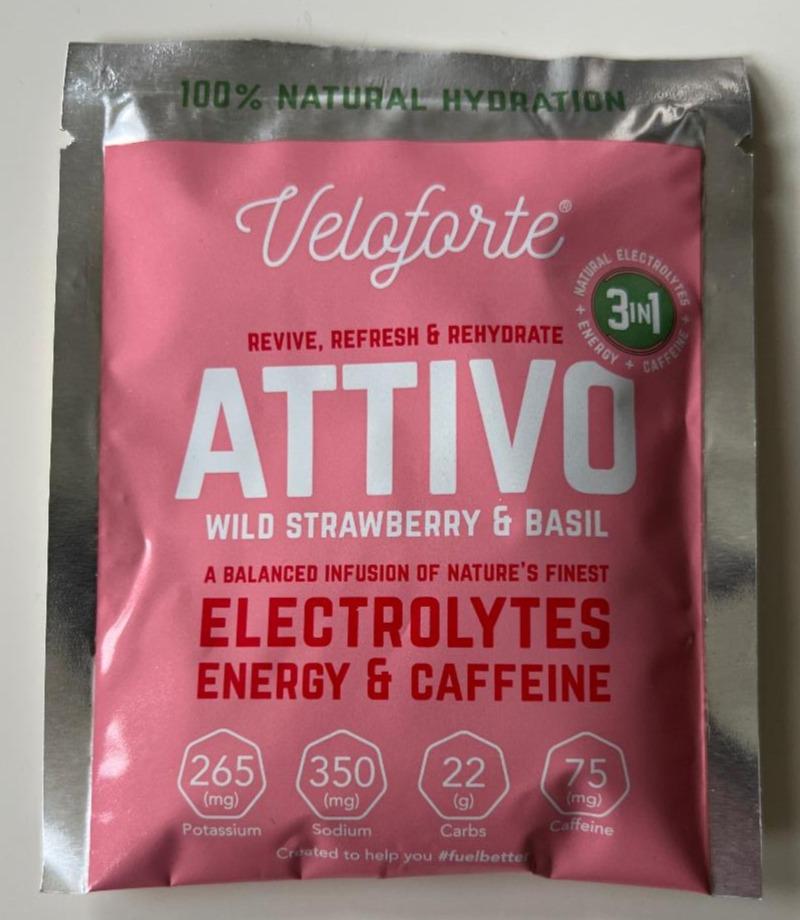 Fotografie - Attivo Wild strawberry Electrolytes energy & caffeine Veloforte