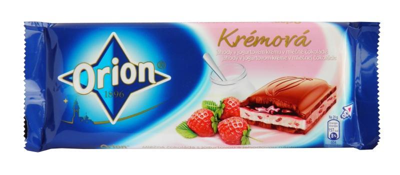 Fotografie - mléčná čokoláda krémová jahody v jogurtovém krému Orion