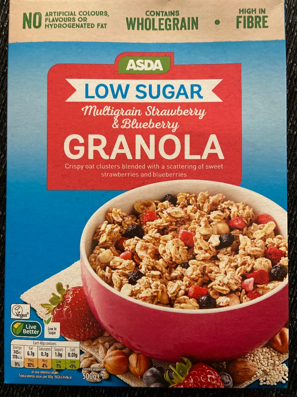 Fotografie - Granola low sugar Multigrain Strawberry & Blueberry Asda