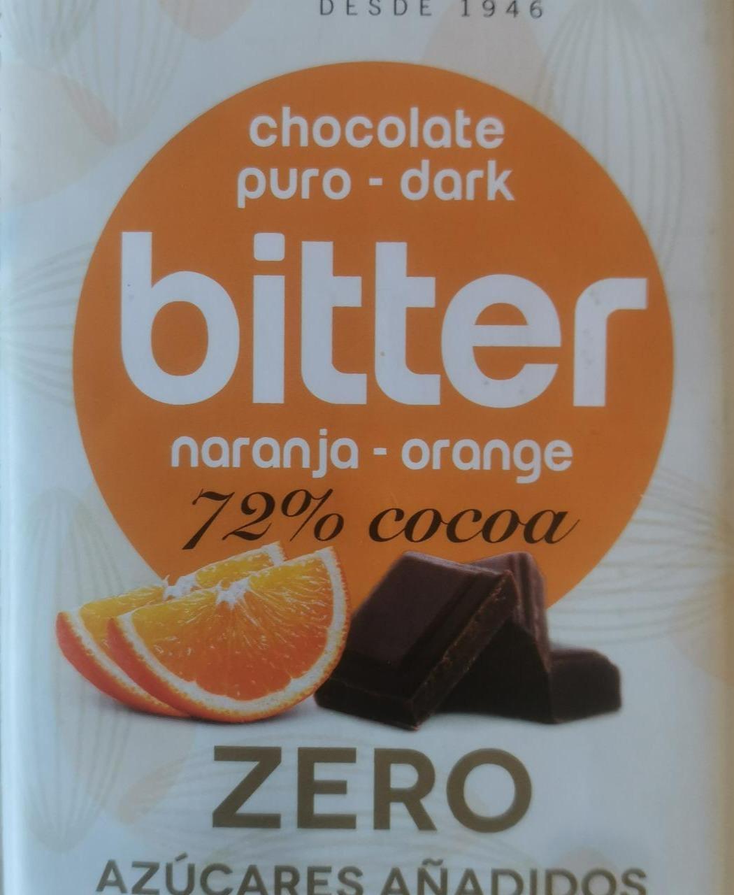 Fotografie - Chocolate puro dark bitter naranja orange 72% cocoa Zero Chocolates solé