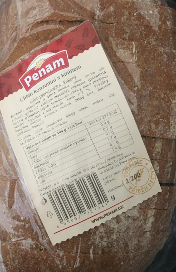 Fotografie - Chléb konzumní s kmínem Penam