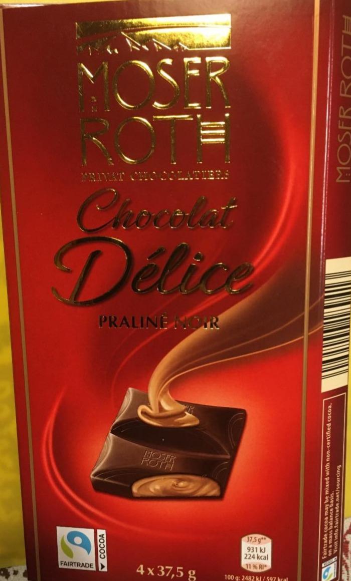 Fotografie - Chocolat Délice Praliné Noir Moser Roth