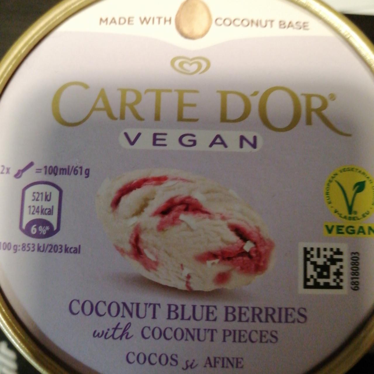 Fotografie - Vegan Coconut blue berries with coconut pieces Carte d'Or