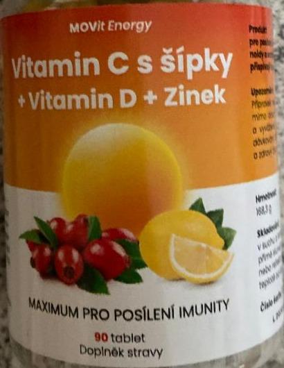 Fotografie - Vitamín C s šípky + Vitamín D + zinek MOVit Energy