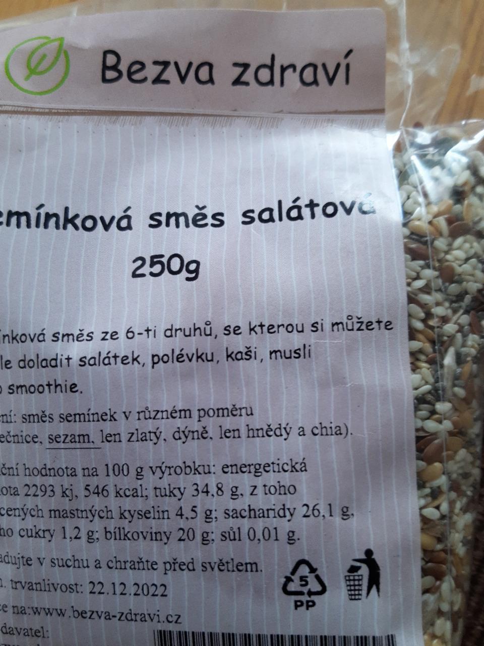 Fotografie - Semínková směs salátová Bezva zdraví
