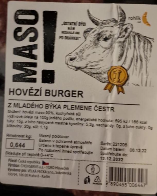 Fotografie - Hovězí Burger MASO!