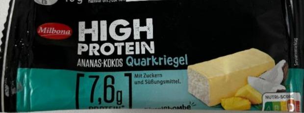 Fotografie - High protein Ananas-Kokos Quarkriegel Milbona