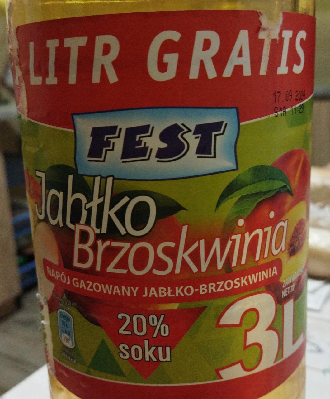 Fotografie - Napój gazowany 20% soku jabłko-brzoskwinia Fest