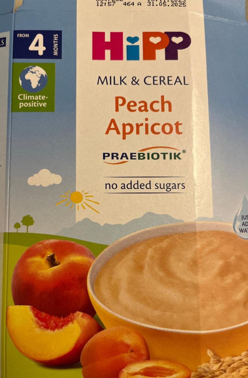 Fotografie - Bio Milk & Cereal porridge Peach Apricot no added sugar HiPP