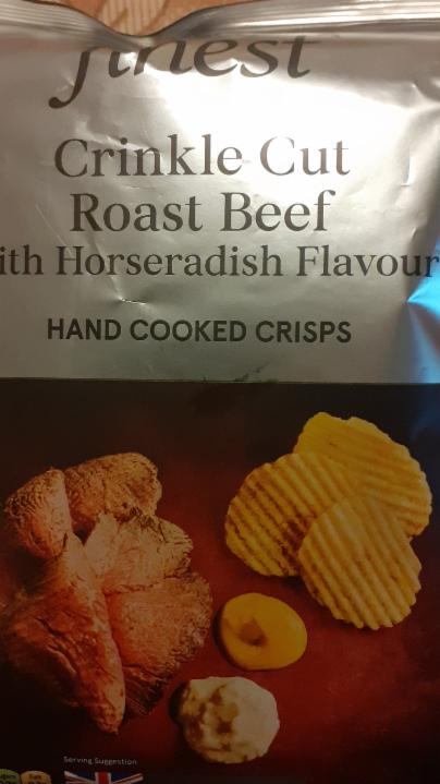 Fotografie - Crinkle Cut Roast Beef with Horseradish Flavour Hand Cooked Crisps Tesco Finest