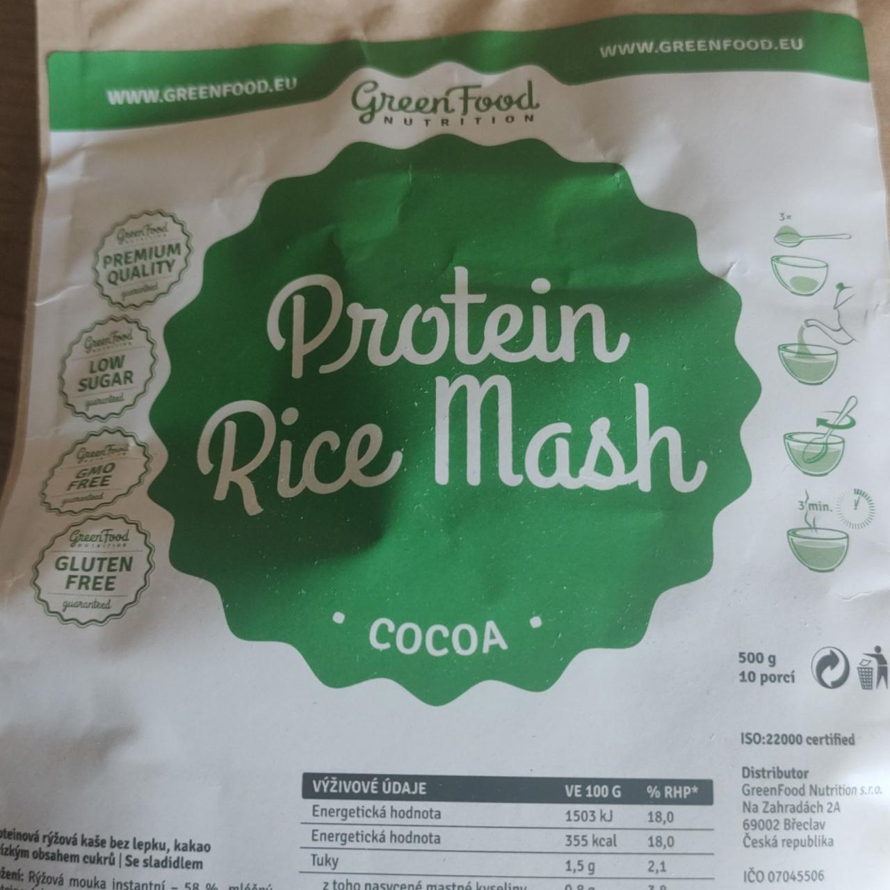 Fotografie - Protein rice mash cocoa GreenFood Nutrition