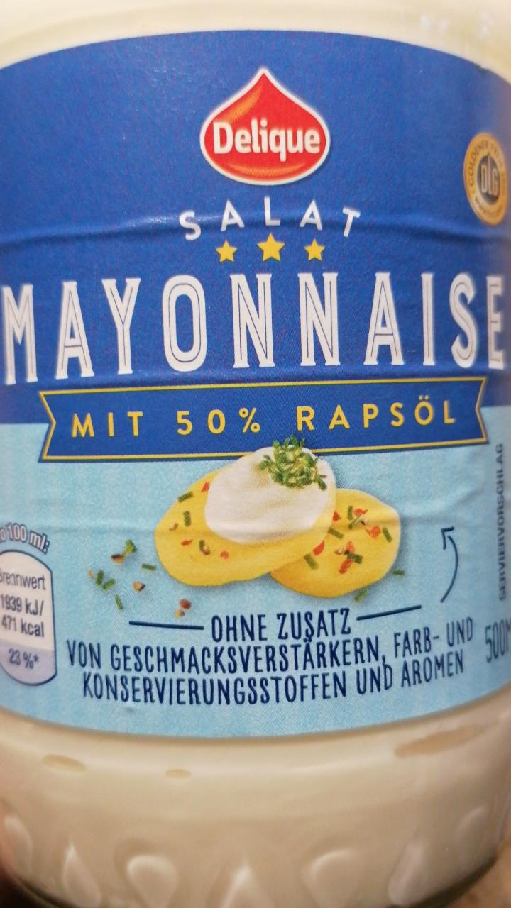 Fotografie - Salat Mayonnaise mit 50% Rapsöl Delique