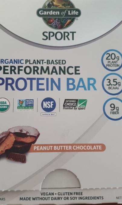 Fotografie - Organic Plant-Based Performance Protein Bar Peanut Butter Chocolate Garden of Life