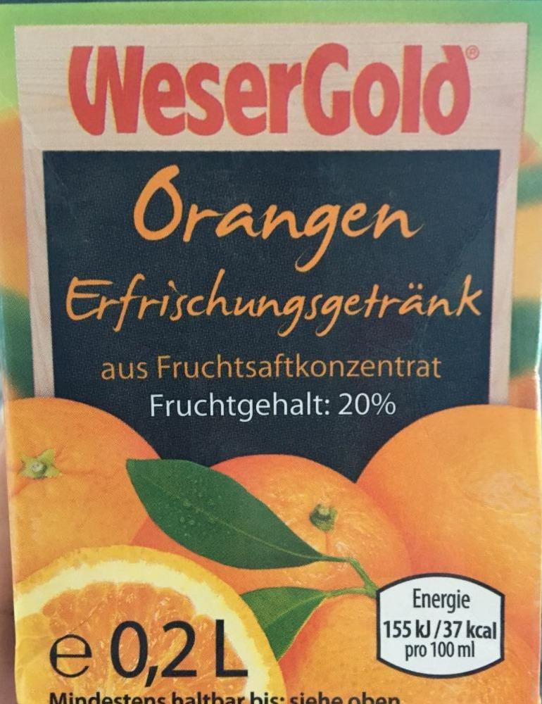 Fotografie - WeserGold Orangen Erfrischungsgetränk 20%