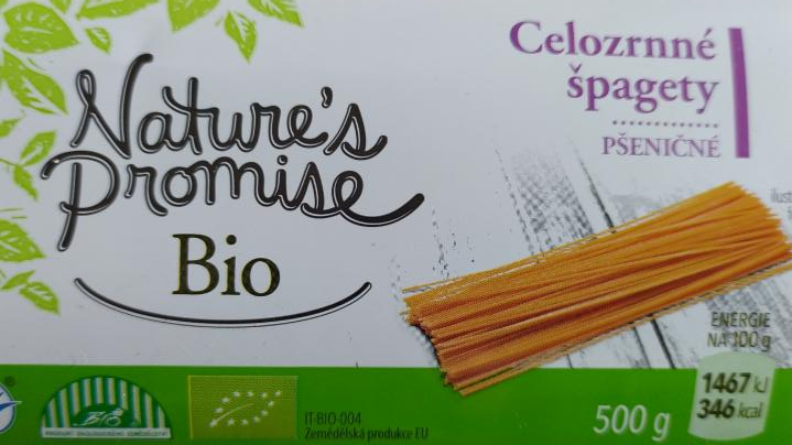 Fotografie - Bio Špagety celozrnné pšeničné Nature's Promise