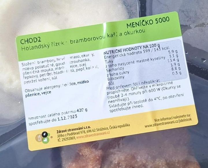 Fotografie - Holandský řízek s bramborovou kaší, okurek Zdravé stravování