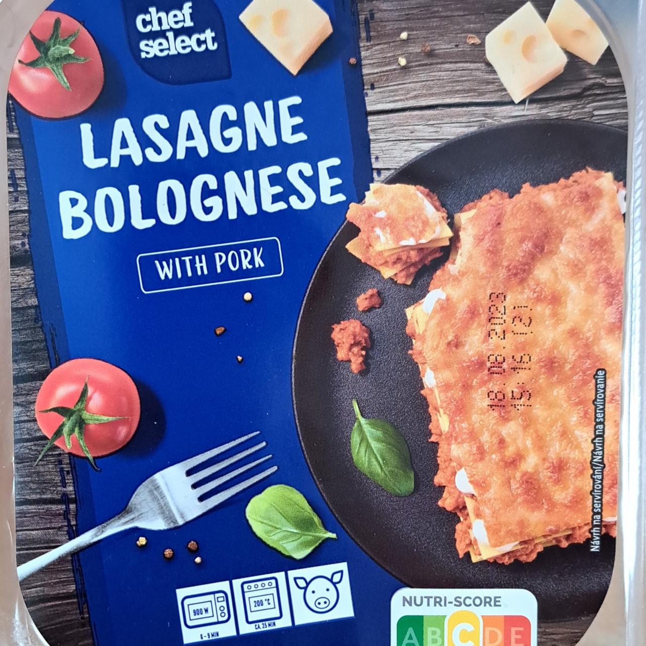 Lasagne Bolognese with Chef Select a pork nutriční kalorie, hodnoty - kJ