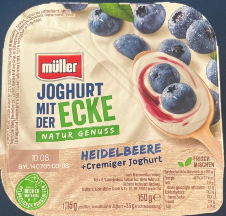 Fotografie - Jogurt mit der Ecke Heidelbeere Müller
