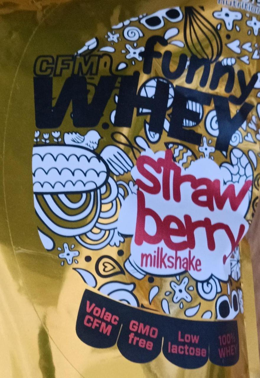 Fotografie - protein Funnny Whey strawberry milkshake CFM