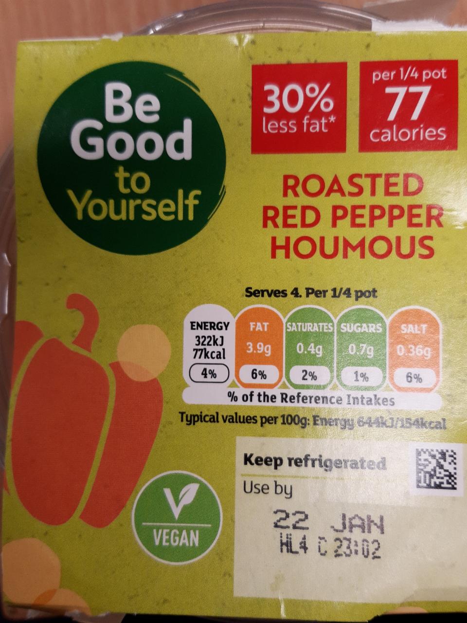 Fotografie - Be Good To Yourself Roasted Pepper Houmous Sainsbury's