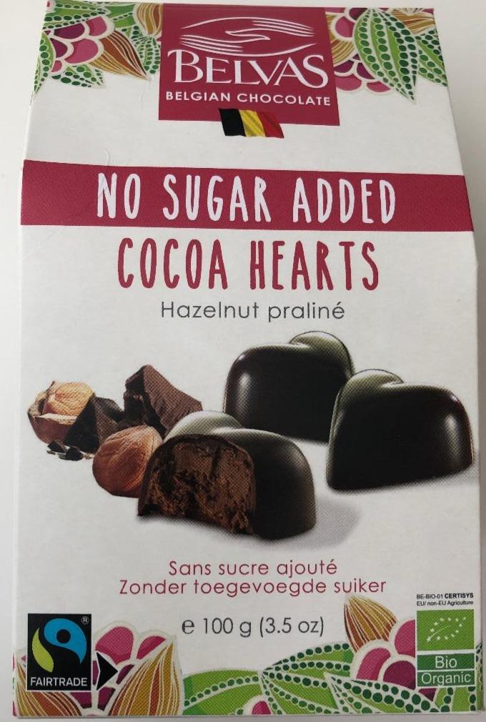 Fotografie - Organic Hazelnut Praliné Cocoa Hearts No added sugar Belvas