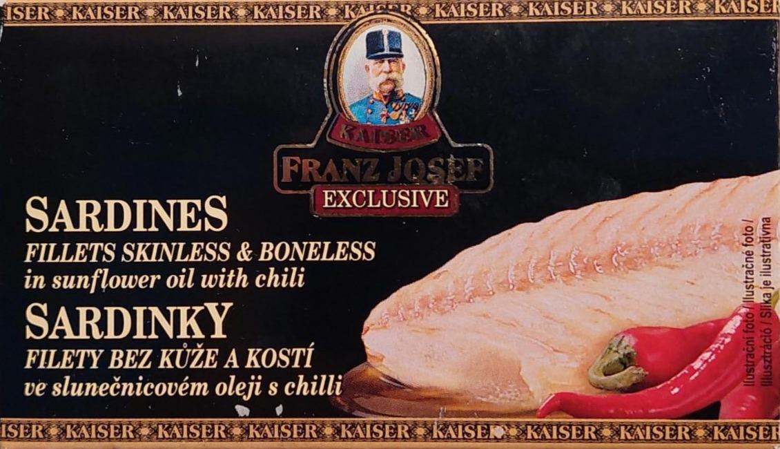 Fotografie - Sardinky filety bez kůže a kostí ve slunečnicovém oleji s chilli Kaiser Franz Josef