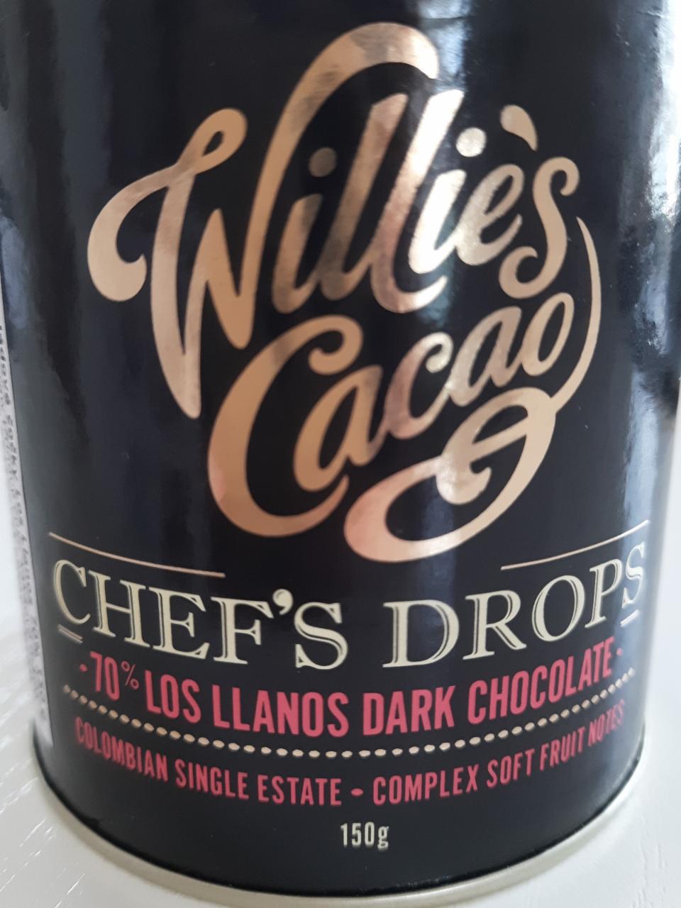 Fotografie - Los Llanos 70% Dark Chocolate Chefs Drops Willie's Cacao