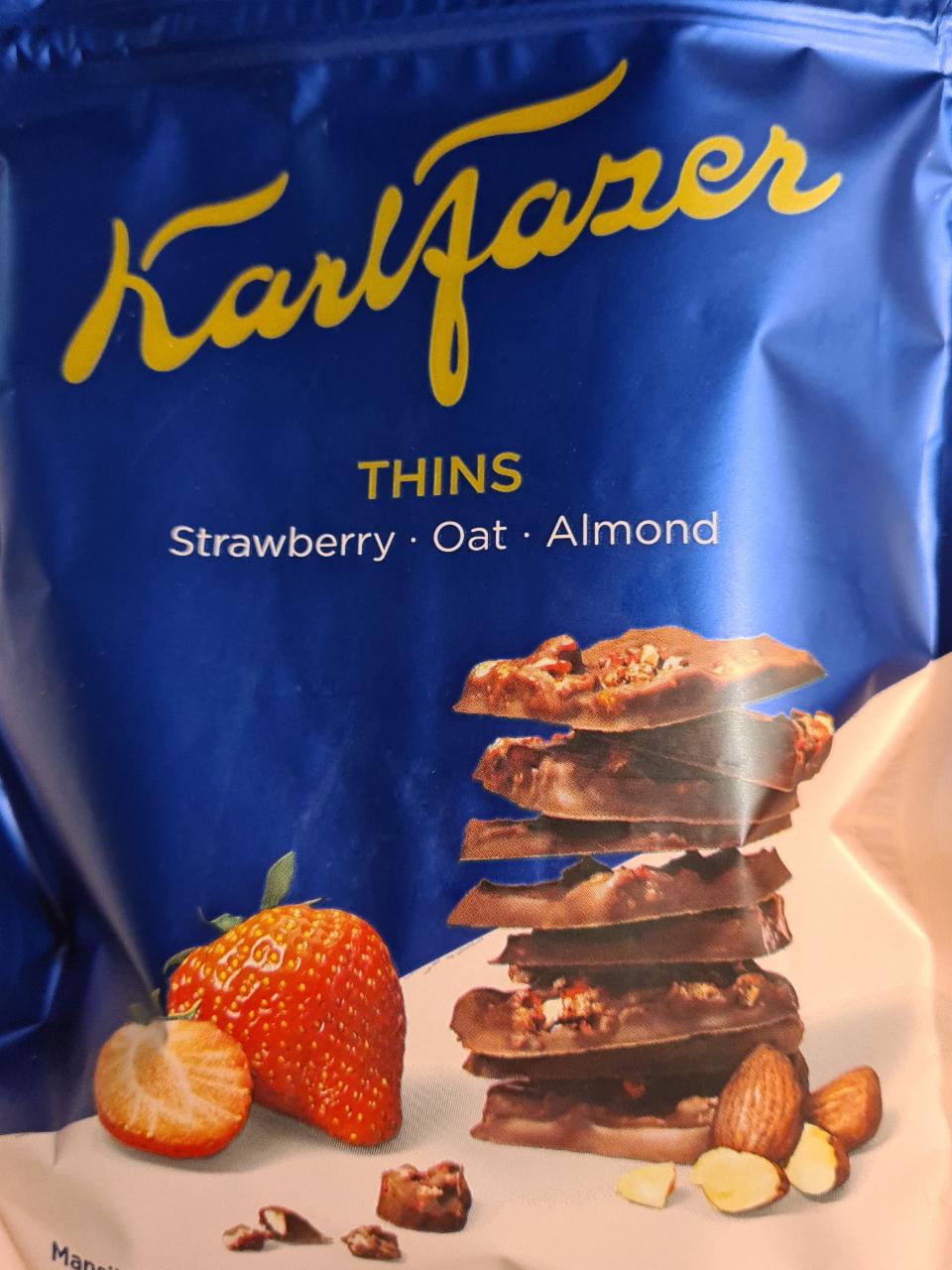 Fotografie - Thins Strawberry Oat Almond chocolate Karl Fazer
