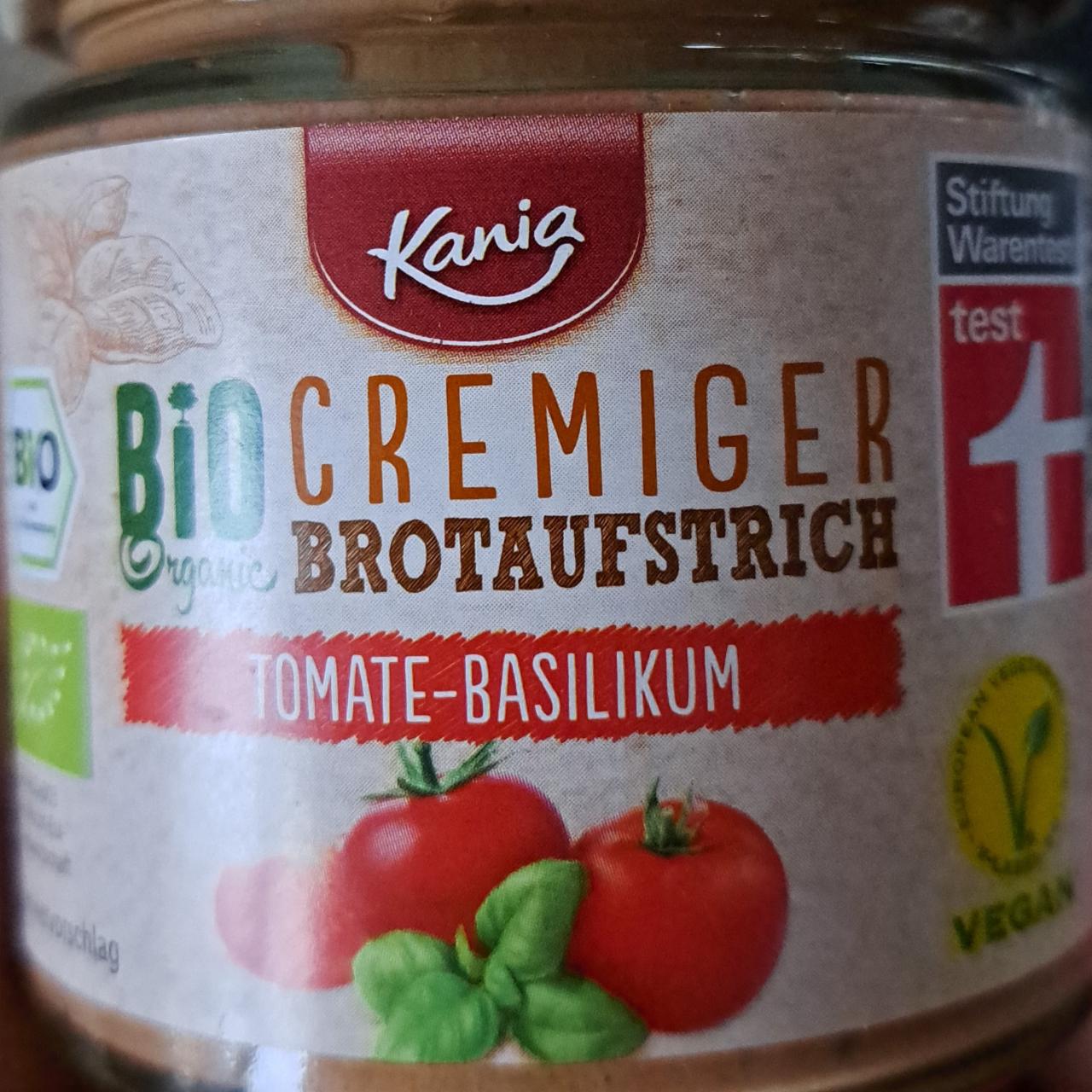 Fotografie - Bio Organic Cremiger Brotaufstrich Tomate-Basilikum Kania