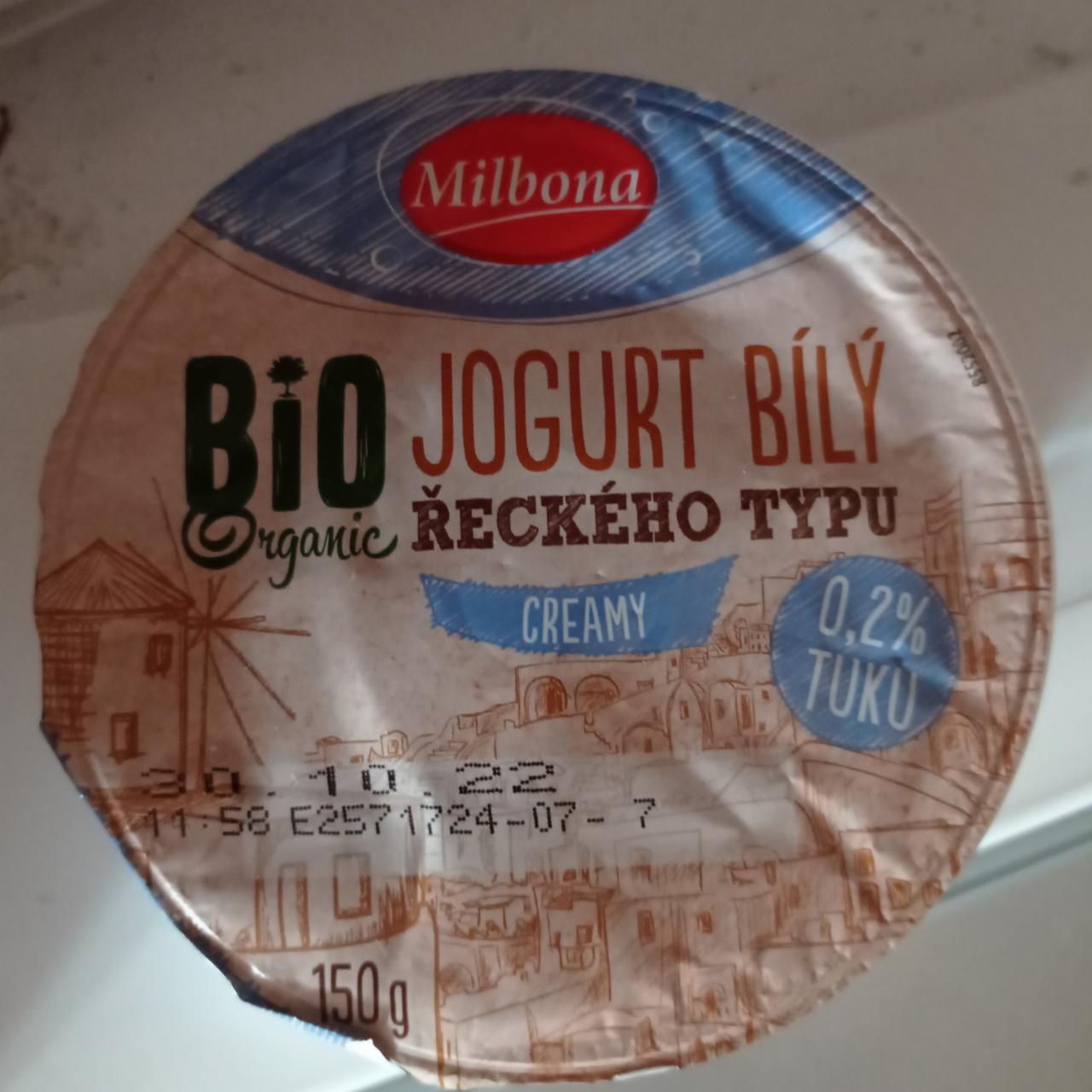Fotografie - Bio Organic jogurt bílý řeckého typu creamy 0,2% Milbona