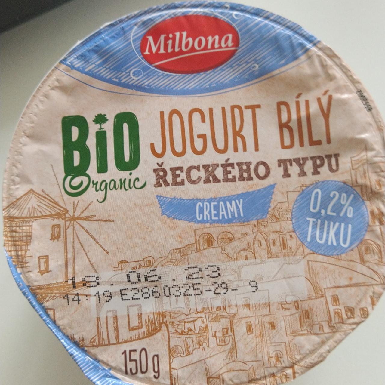 Fotografie - Bio Organic jogurt bílý řeckého typu creamy 0,2% Milbona