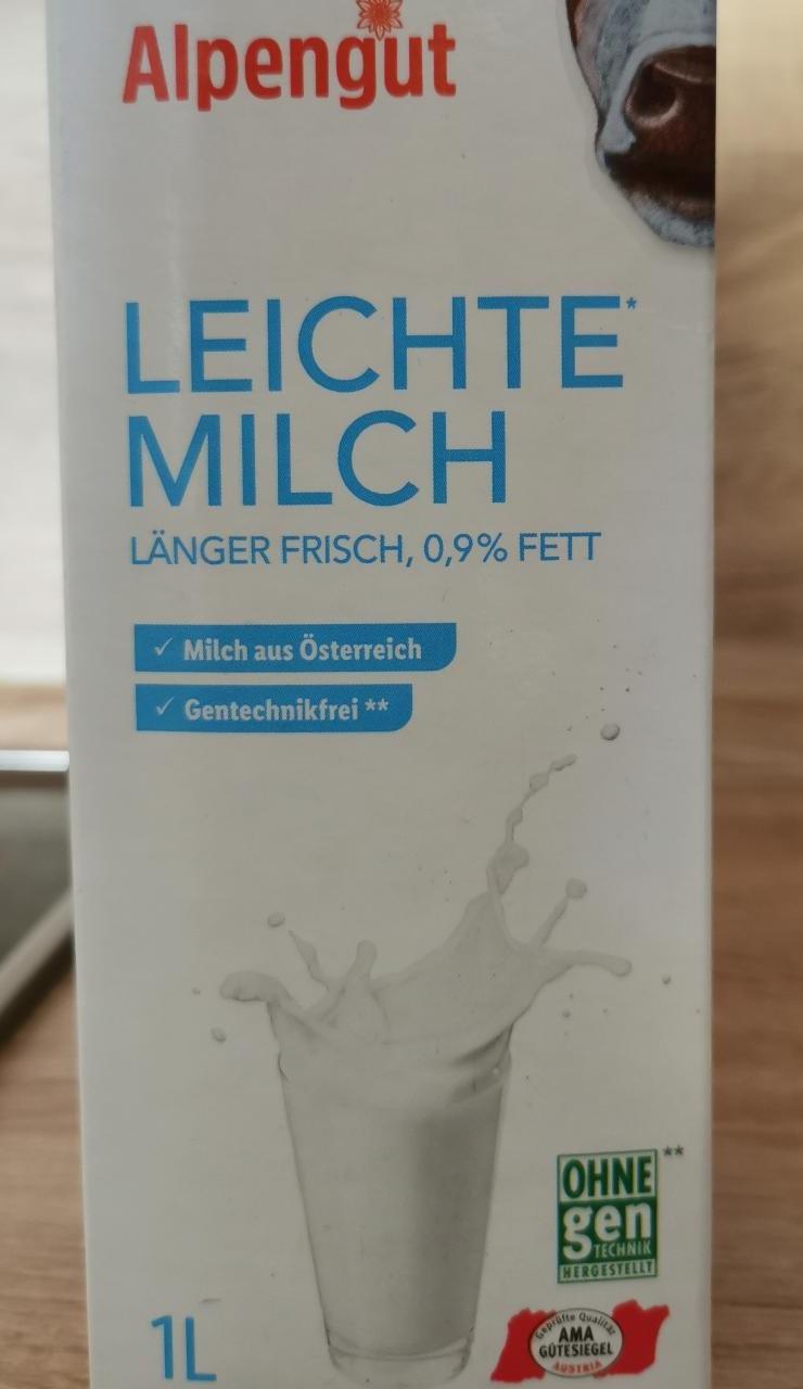 Fotografie - Leichte Milch Länger Frisch 0,9% fett Alpengut