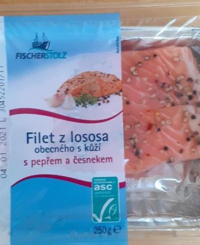 Fotografie - Filet z lososa obecného s kůží s pepřem a česnekem FischerStolz