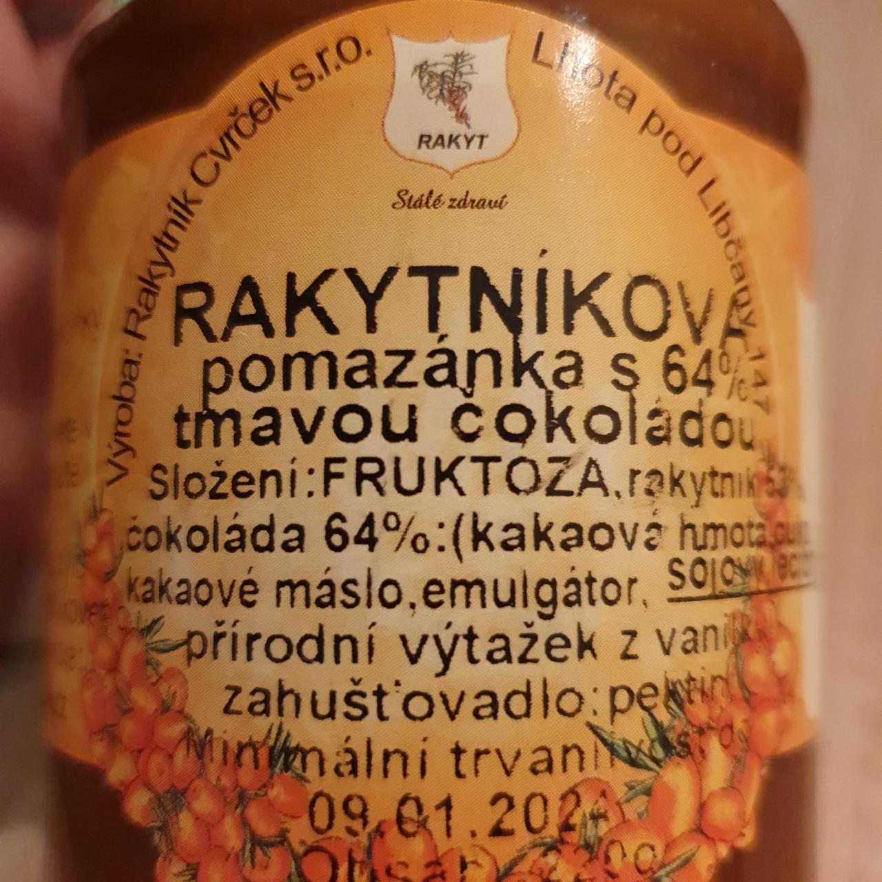 Fotografie - Rakytníková pomazánka s 64% tmavou čokoládou Rakytník Cvrček