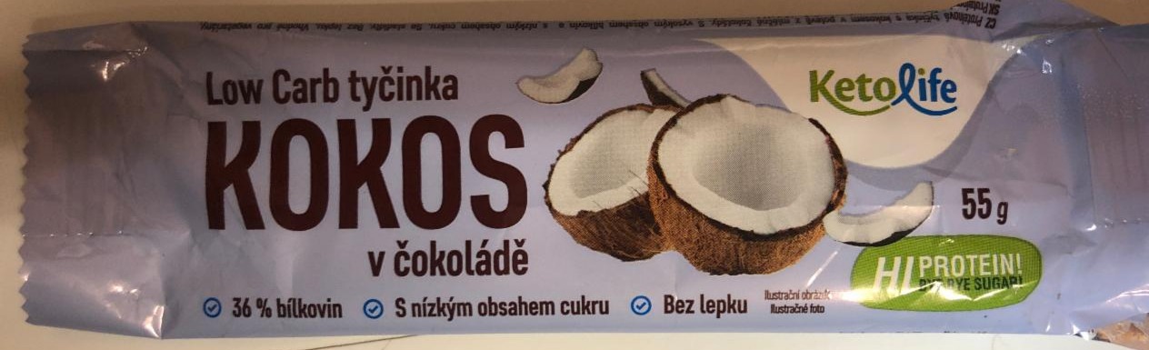 Fotografie - low carb tyčinka kokos v čokoládě Ketolife