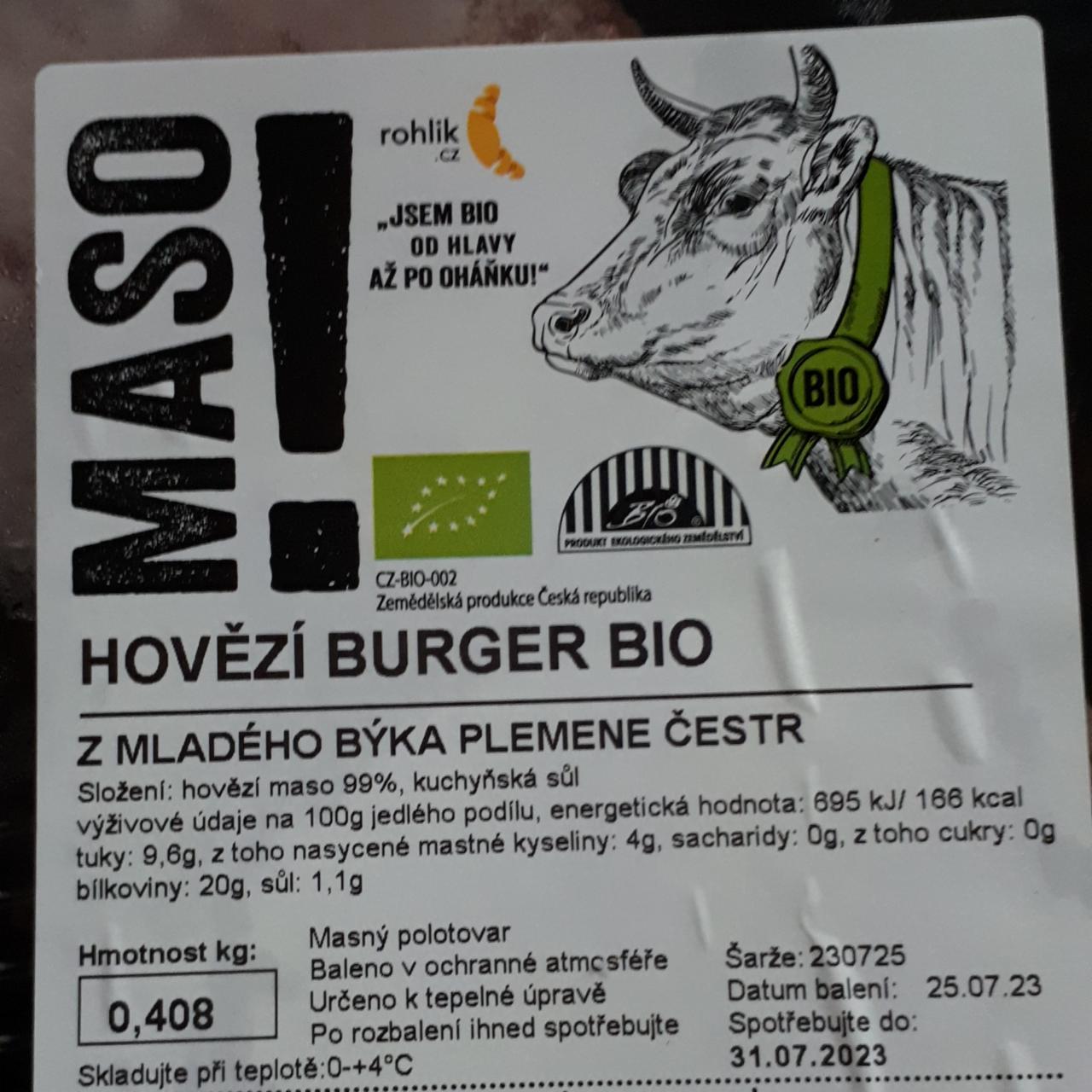 Fotografie - Hovězí burger BIO Maso! Rohlík.cz
