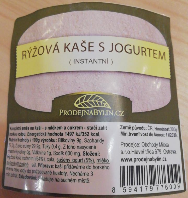 Fotografie - Rýžová kaše s jogurtem (instantní) ProdejnaBylin.cz