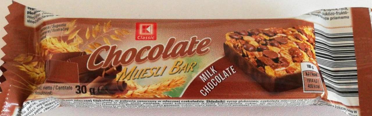 Fotografie - Chocolate muesli bar milk chocolate K-Classic
