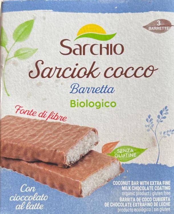 Fotografie - Sarciok cocco Barretta Con cioccolato al latte Sarchio