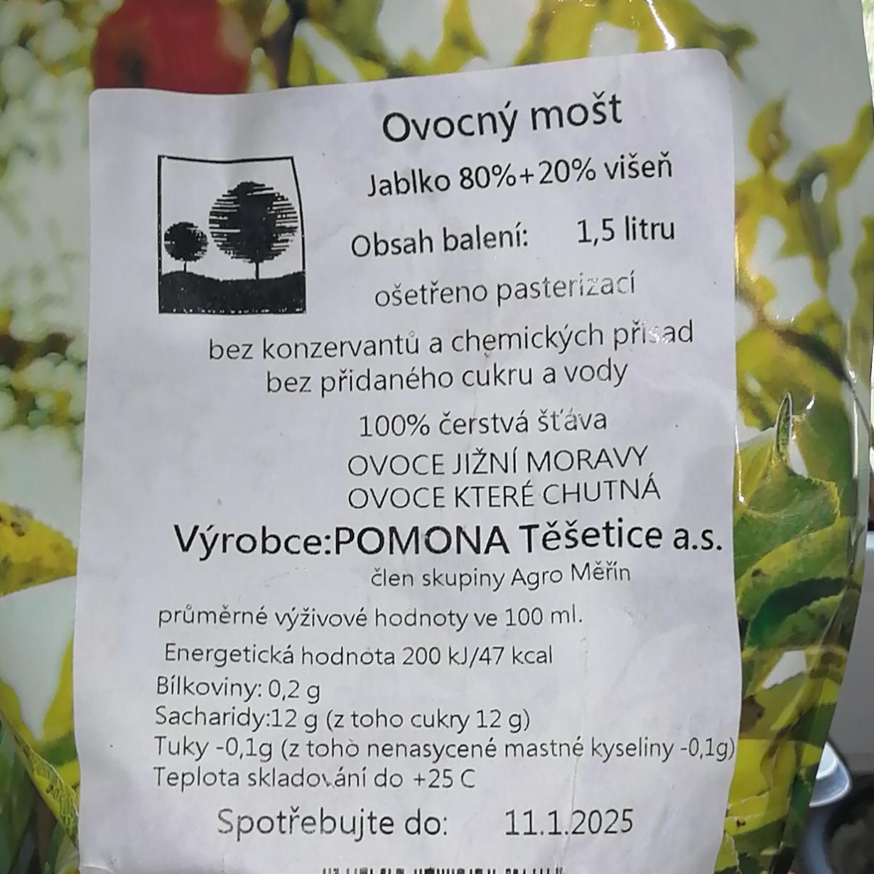 Fotografie - Ovocný mošt jablko višeň Pomona Těšetice