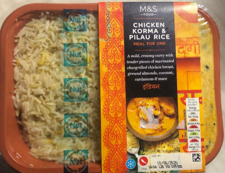 Fotografie - Chicken korma & pilau rice Marks & Spencer